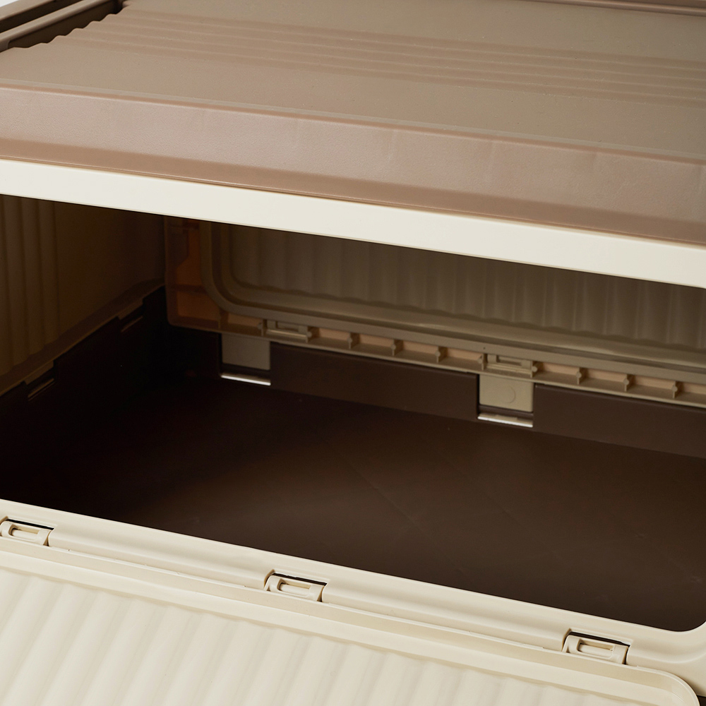 Living and Home 3 Way Access Cream and Brown Plastic Storage Box with Wheels 54 x 36cm Image 3