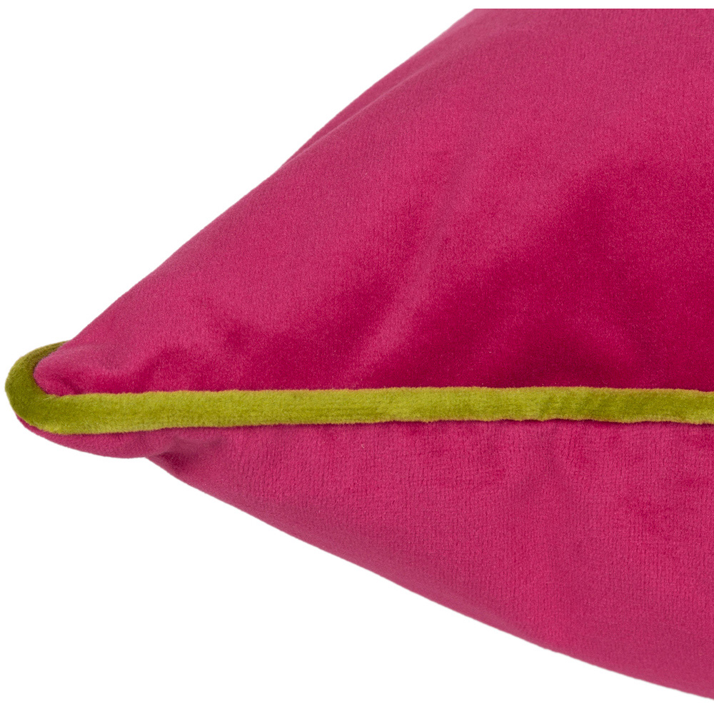 Paoletti Meridian Hot Pink Lime Velvet Cushion Image 3