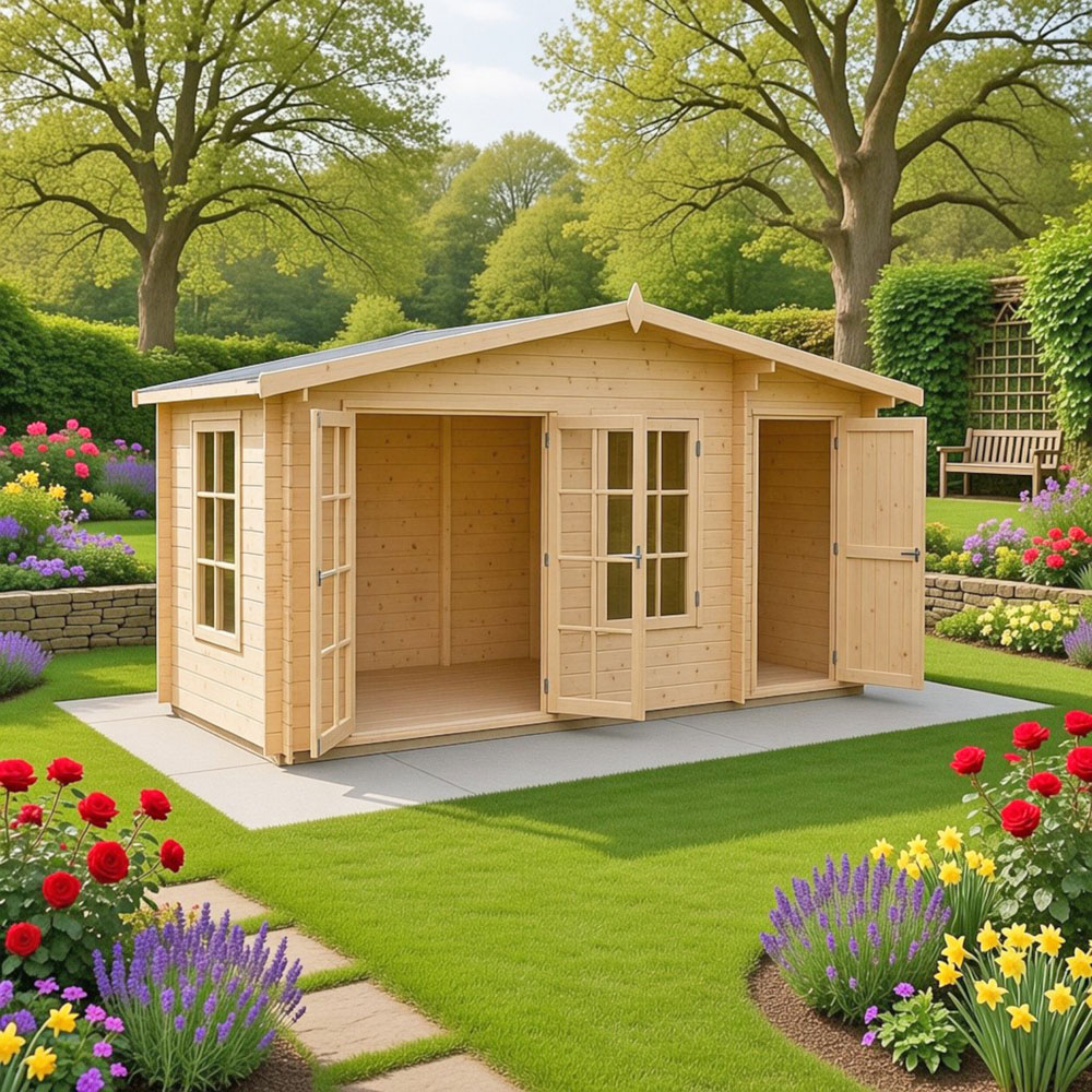 Shire Bourne 16 x 6ft Apex Garden Log Cabin Image 2