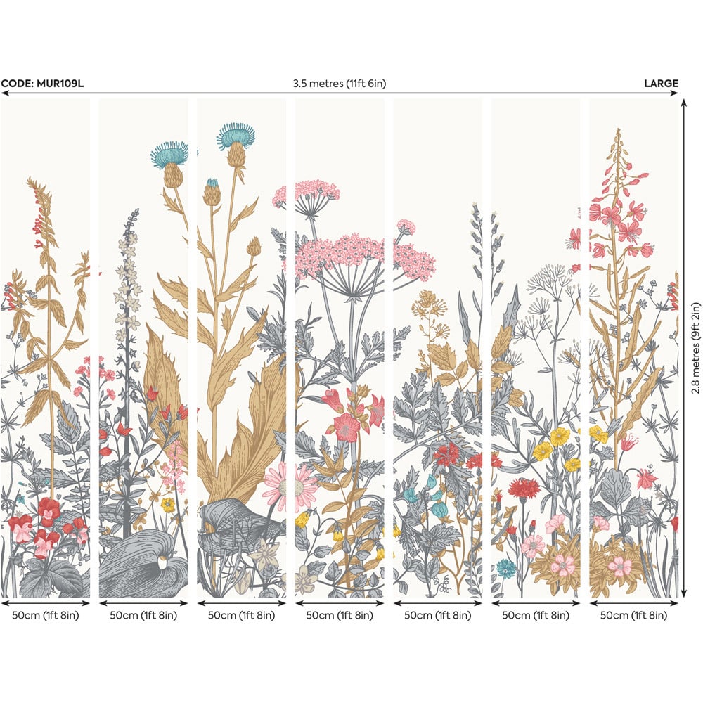 Origin Murals Botanical Fleur White Wall Mural Image 3