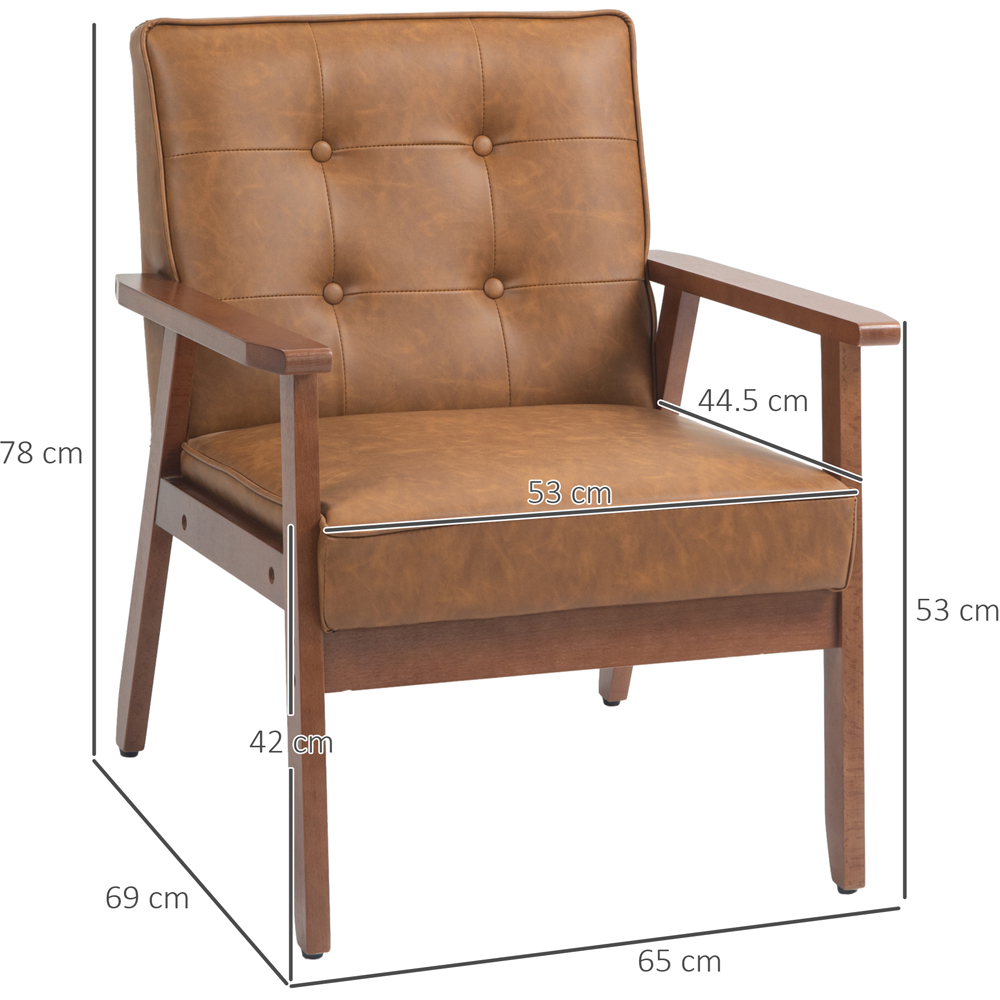 HOMCOM Brown PU Leather Accent Armchair Image 8