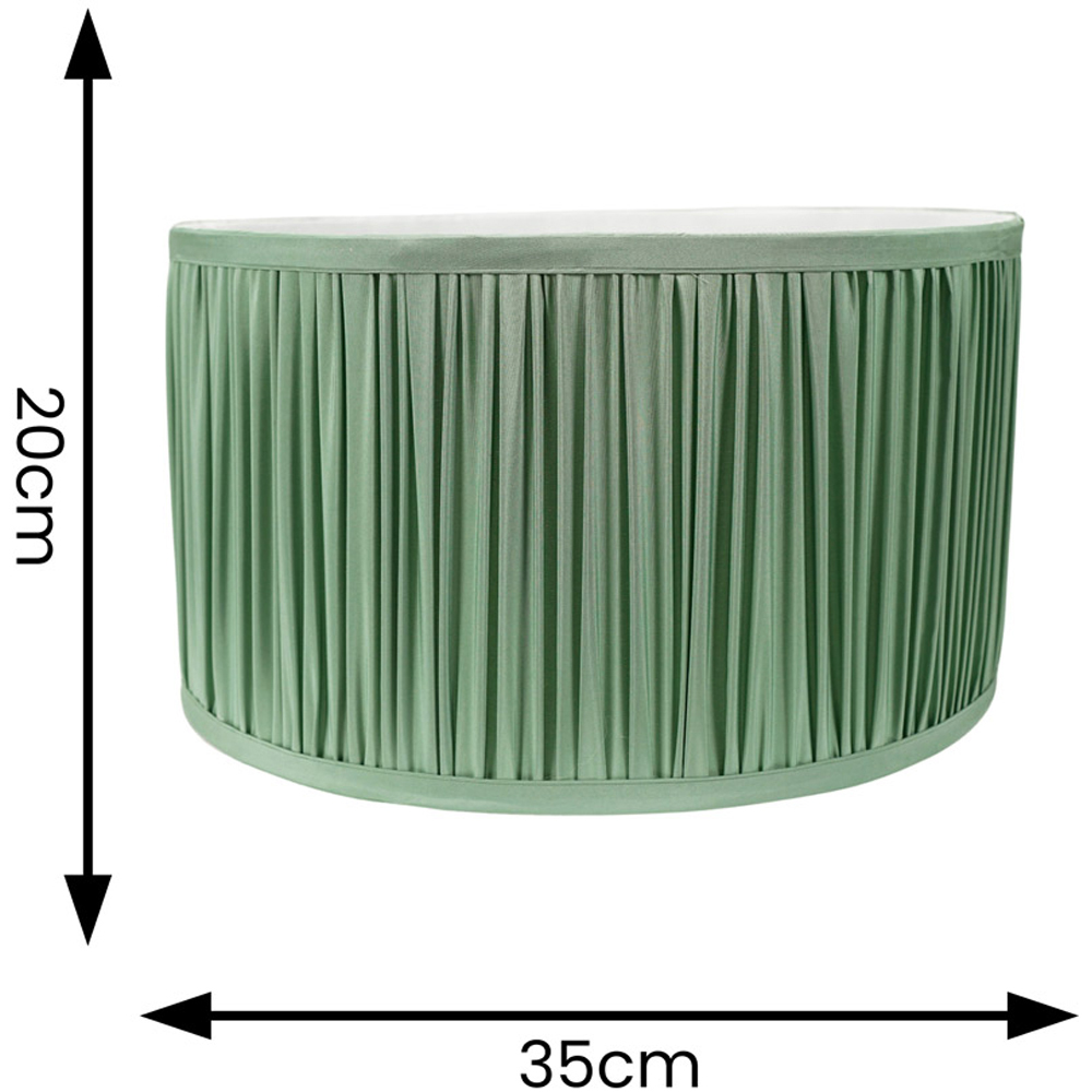 ValueLights Jess Green Ruched Pleated Large Drum Lamp Shade Image 4