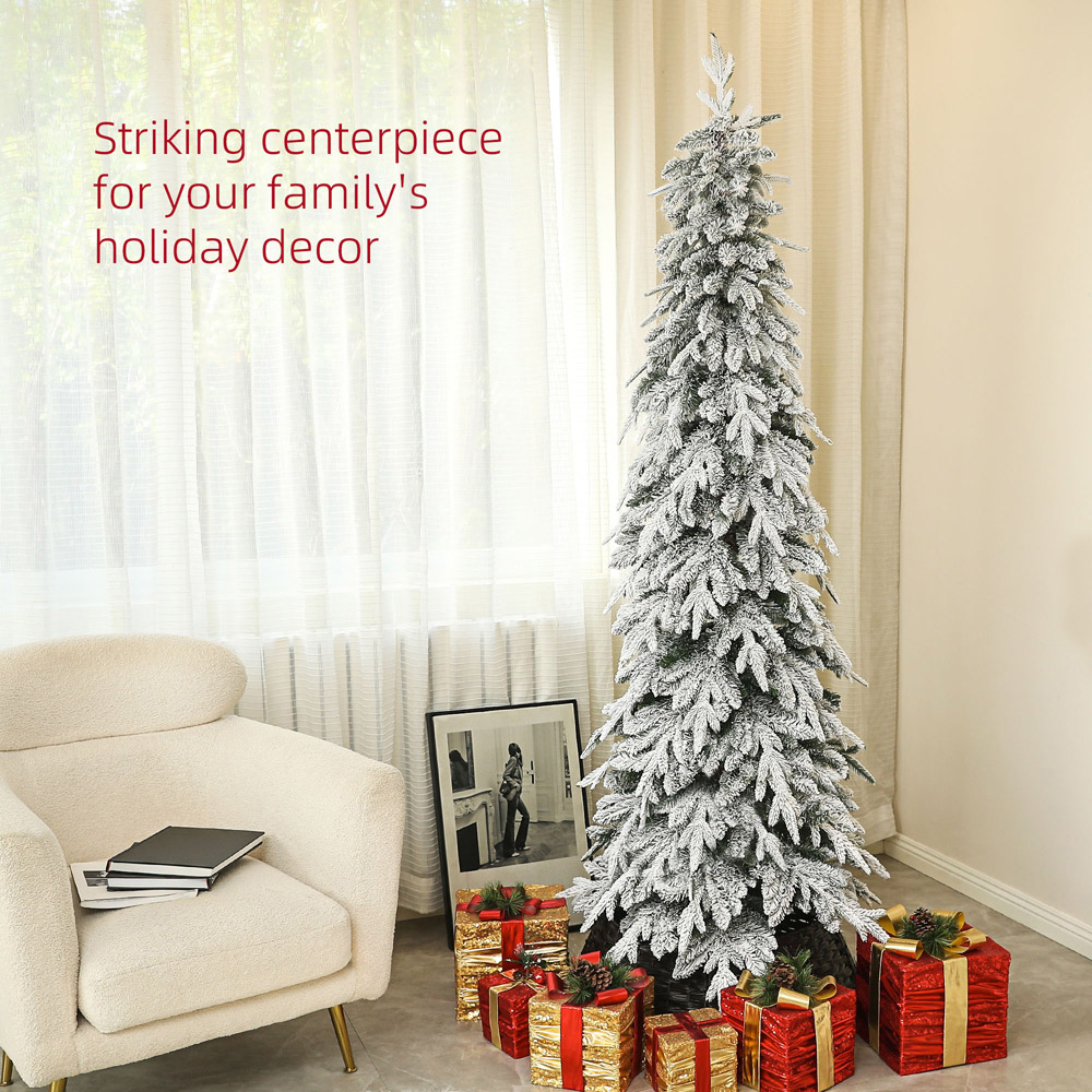 Everglow Snow Flocked Pencil Artificial Christmas Tree 7ft Image 4