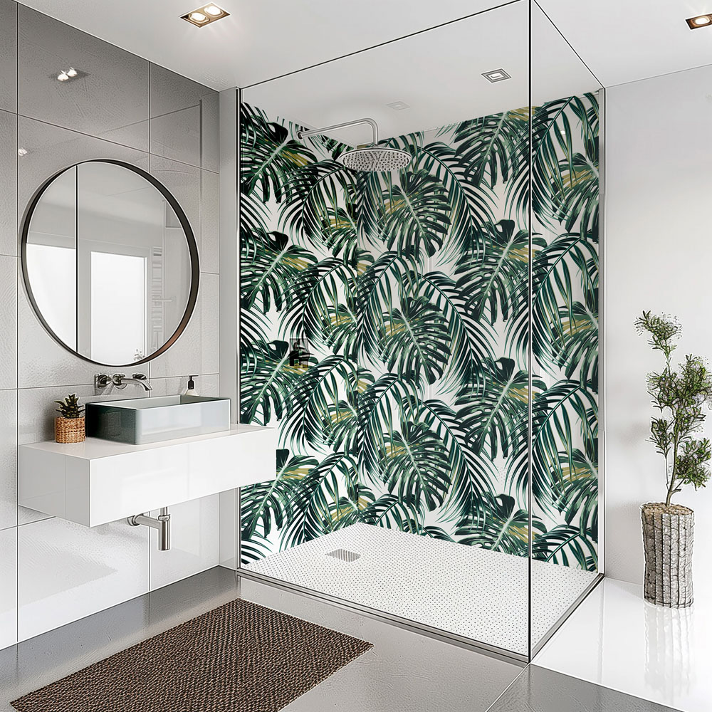 Splashbax Premium Artisan Monstera Leaves Acrylic Bathroom Wall Panel 2400 x 800mm Image 6