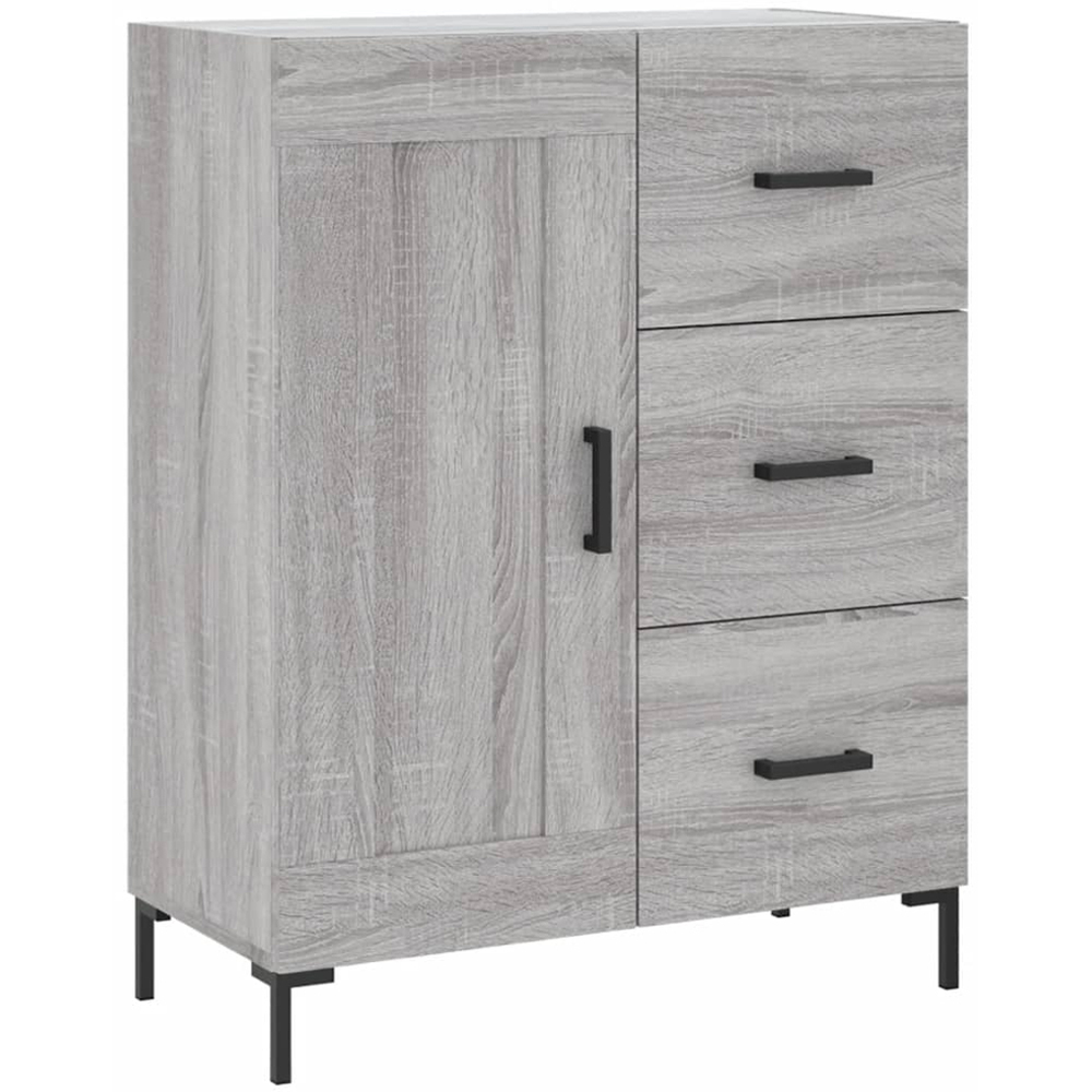 vidaXL 3 Door 3 Drawer Grey Sonoma Highboard with Black Legs and Handles Image 7