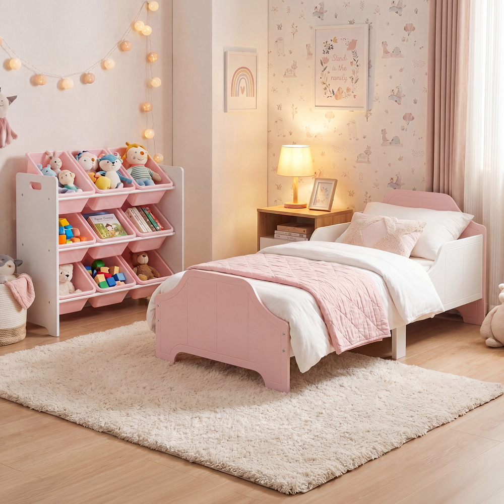Liberty House Toys White and Pink Toddler Bed and Storage Unit Image 8