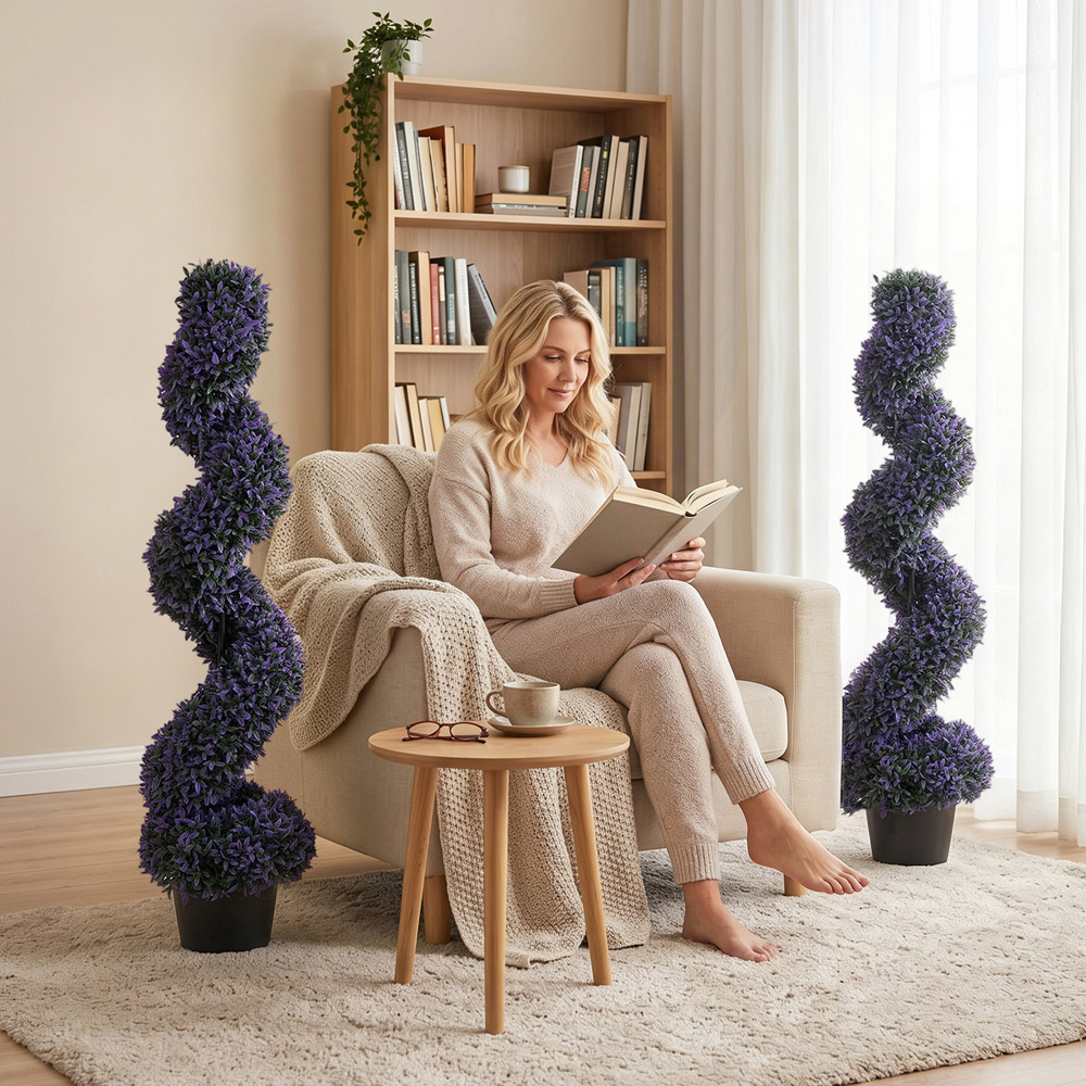 HOMCOM Artificial Boxwood Spiral Topiary Tree 120cm 2 Pack Image 4