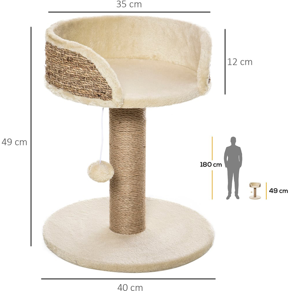 PawHut 49cm Beige Cat Activity Tree Image 7