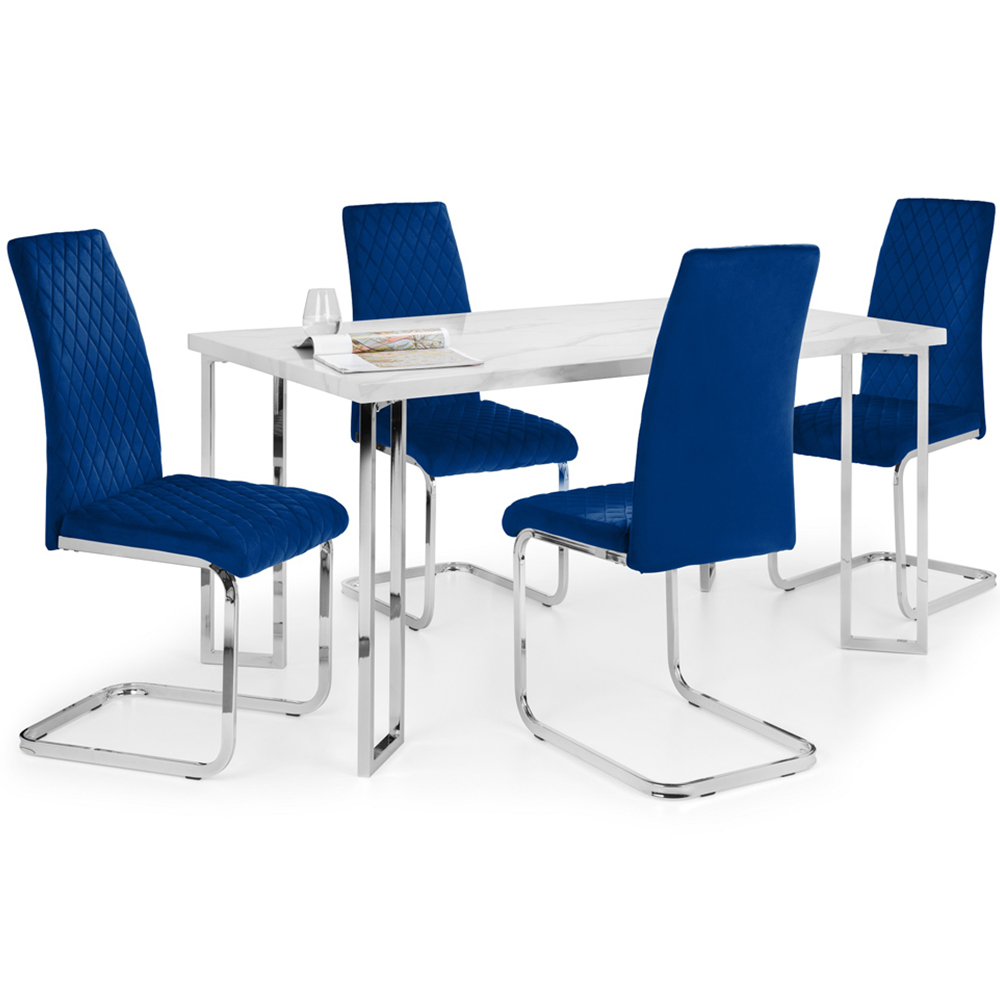 Julian Bowen Positano Calabria 4 Seater Dining Set White and Blue Image 2