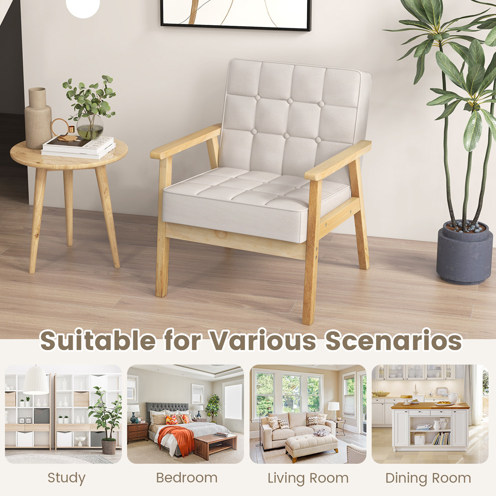 Costway Beige Modern Accent Chair Image 8