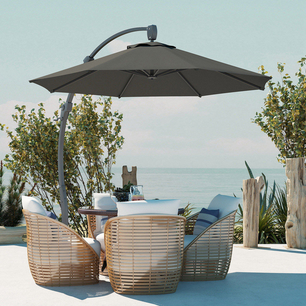 Outsunny Grey Crank and Tilt Cantilever Parasol 3m Image 3