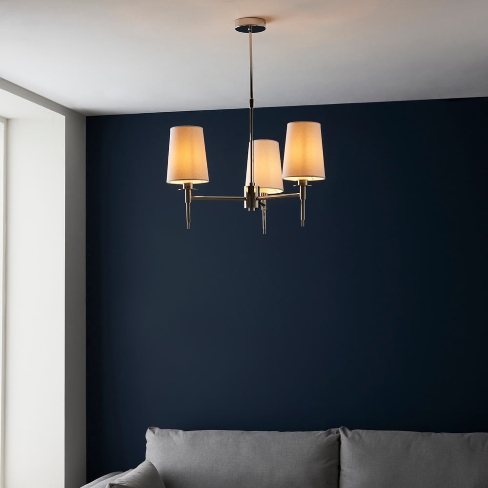 Merano Florence Multi Arm White and Nickle 3 Light Pendant Ceiling Lamp Image 6