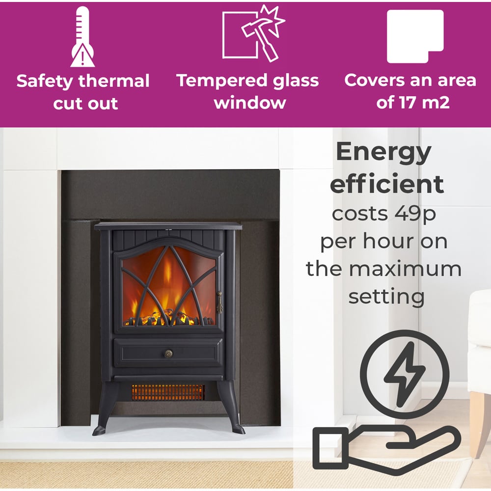 Neo Black Electric Flame Effect Fire Heater 1800W Image 6