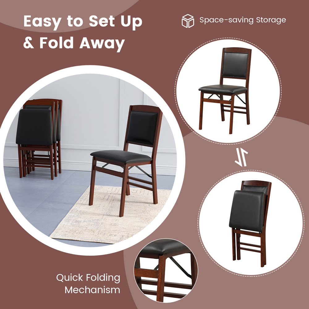 Costway Set of 2 Brown Dining Chair Image 5