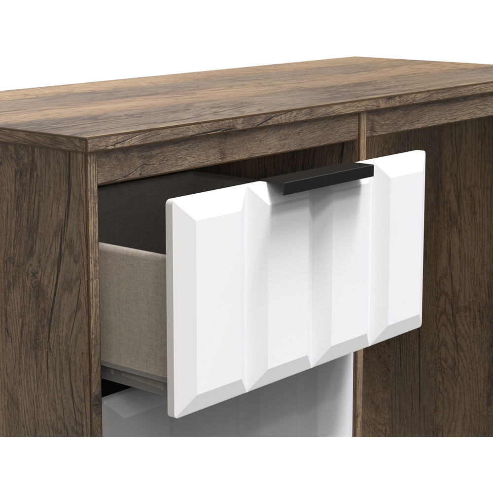 Crowndale New York 3 Drawer White Matt and Vintage Oak Dressing Table Image 6