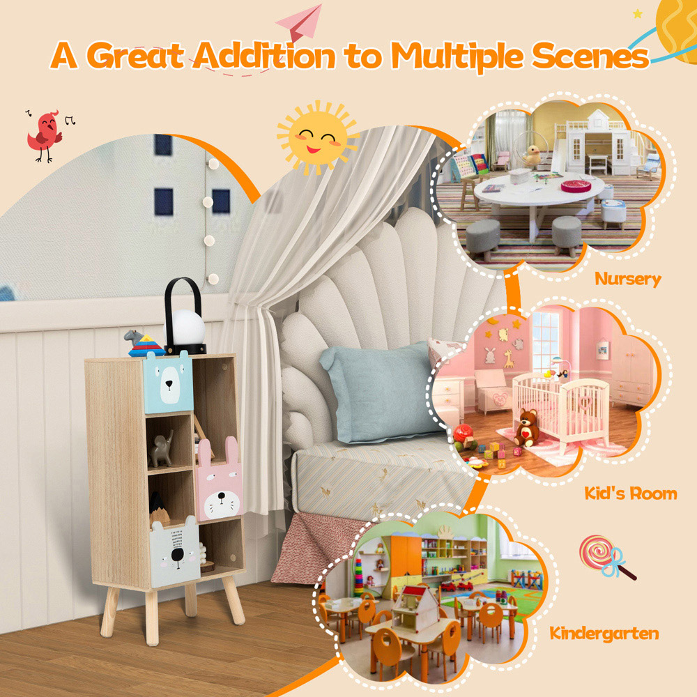 Costway 3 Drawer 4 Shelf Natural Kids Toy Storage Organizer Image 7
