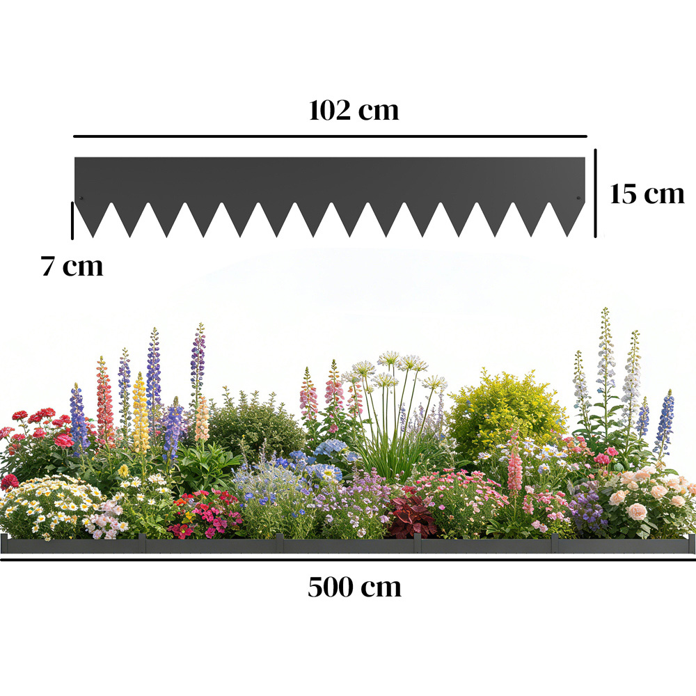 Outsunny 15 x 115cm 5 Pack Black Garden Picket Fence Panel Image 9