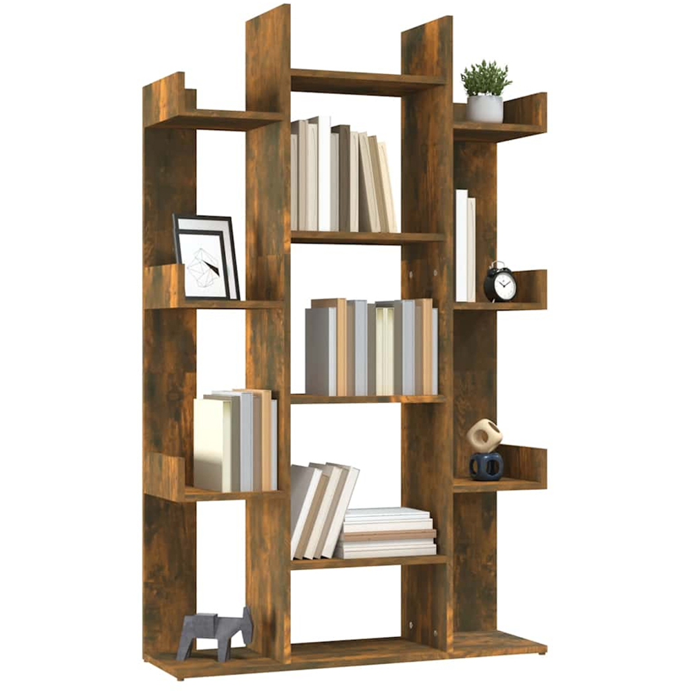 vidaXL 13 Shelf Smoked Oak Bookcase Image 4