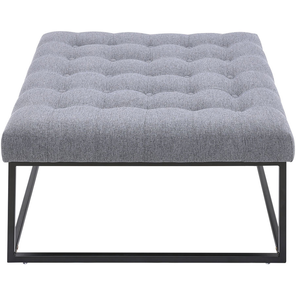 Living and Home Grey Linen Footstool Image 2