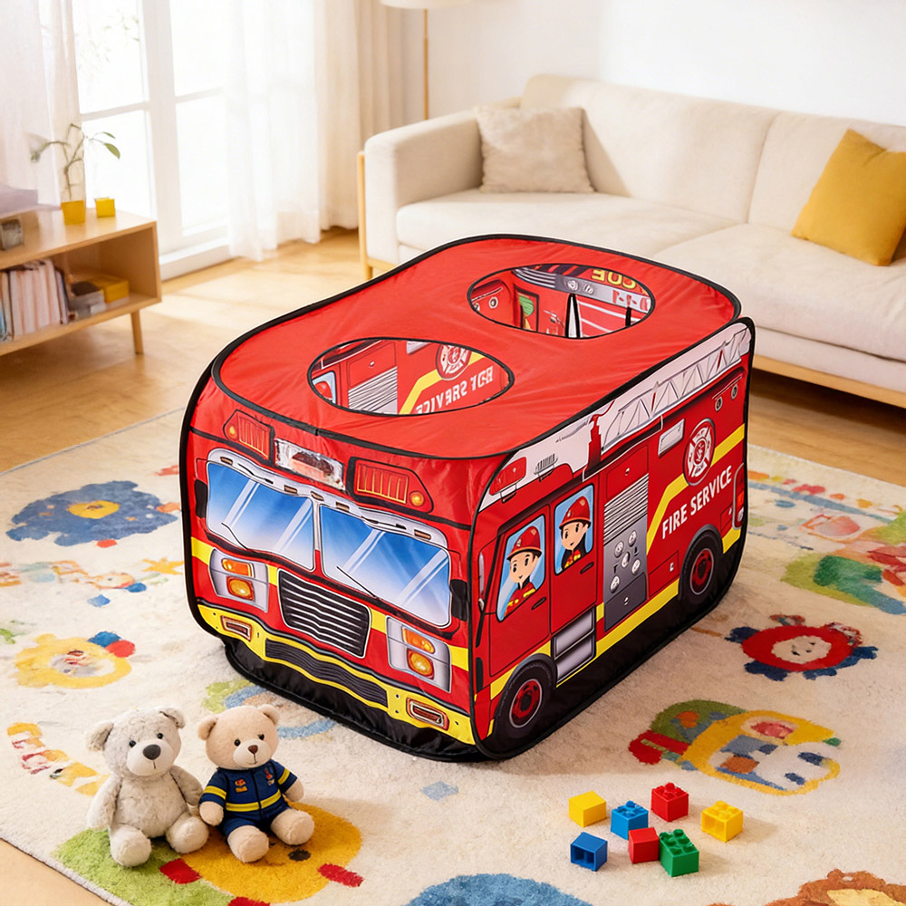 H&O Direct Kids Fire Truck Play Tent with Light Sound Image 2