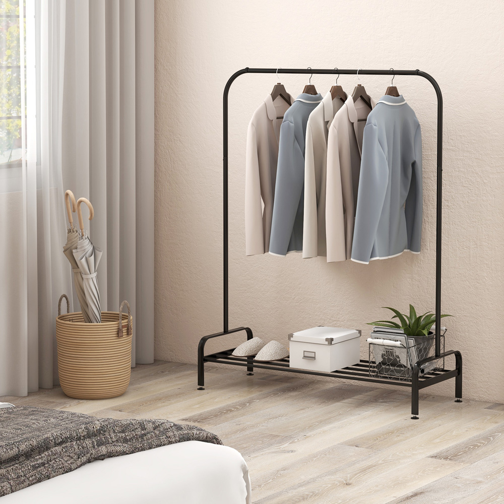 Costway Single Shelf Black Metal Clothes Stand Image 2