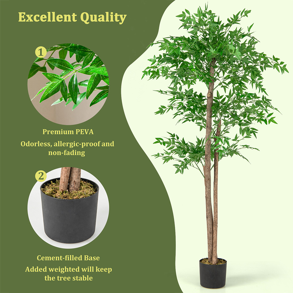 Costway Bamboo Tree Artificial Plant In Pot 4.9ft Image 5