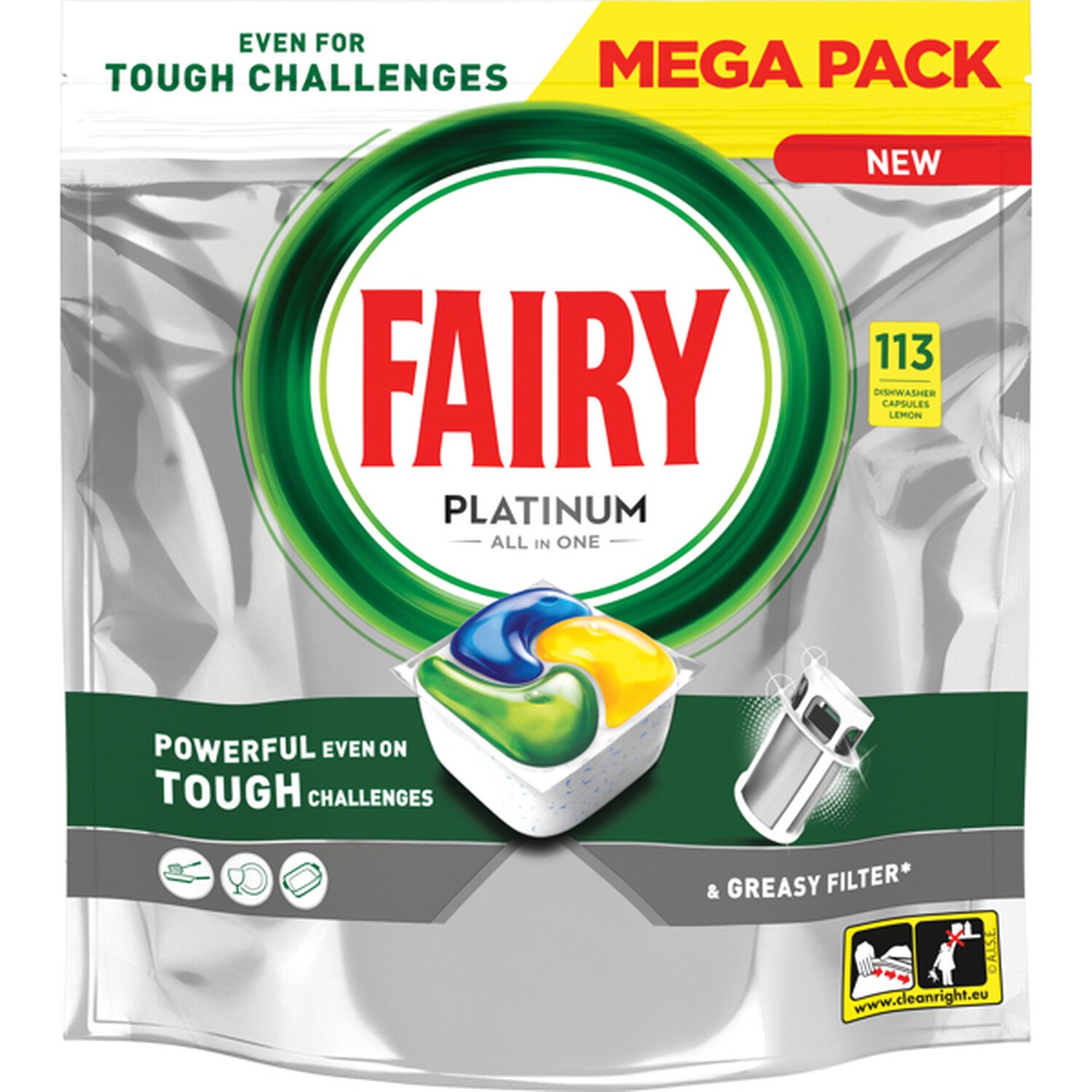 Fairy Platinum All-in-One Dishwasher Tablets - 113 Image