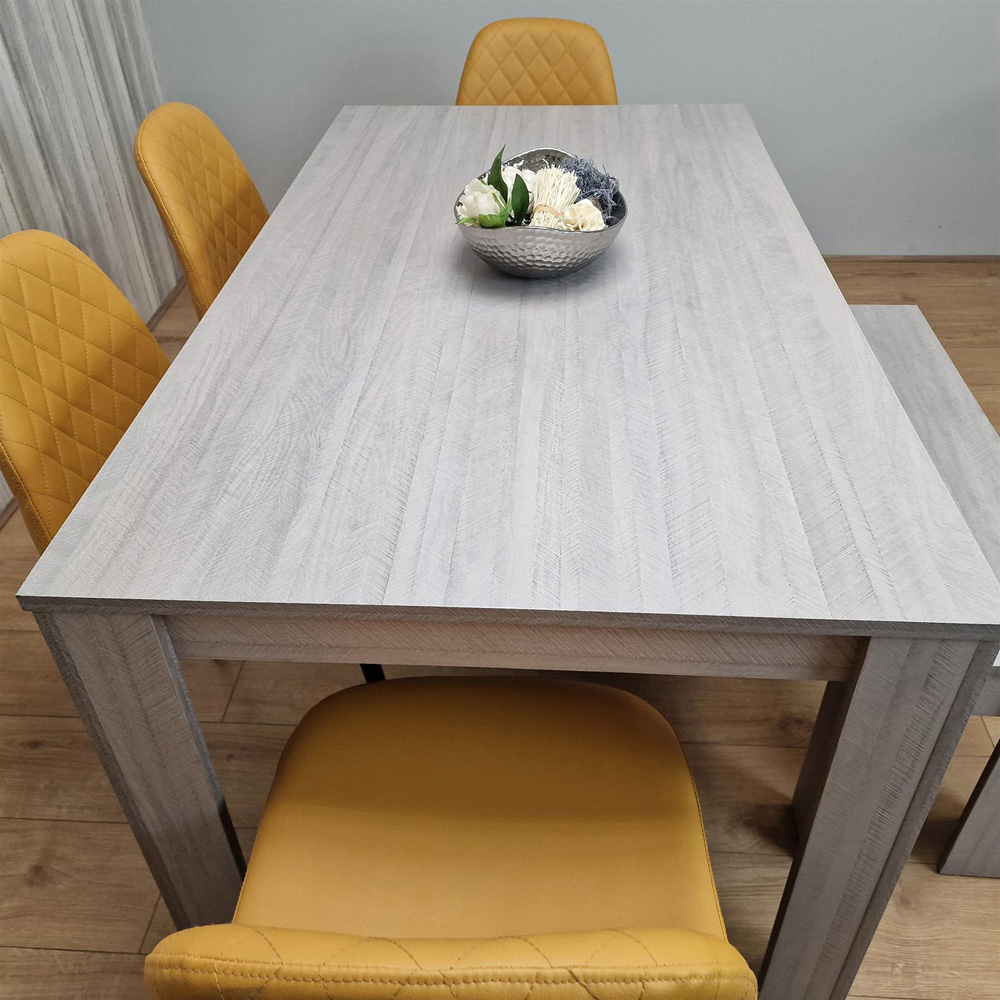 Kosy Koala 6 Seater Faux Leather Dining Bench Set Grey and Mustard Image 6