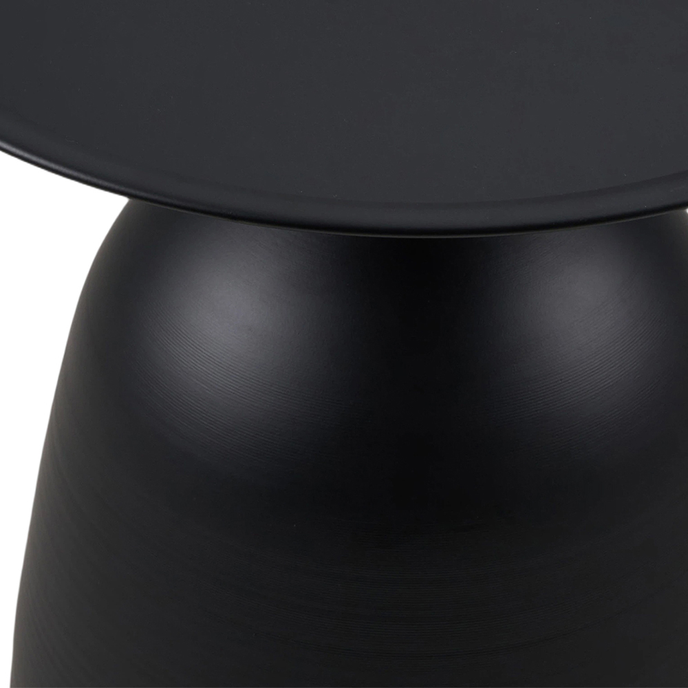 Living and Home Black Round Raised Edge Sculptural Base Side Table Image 3