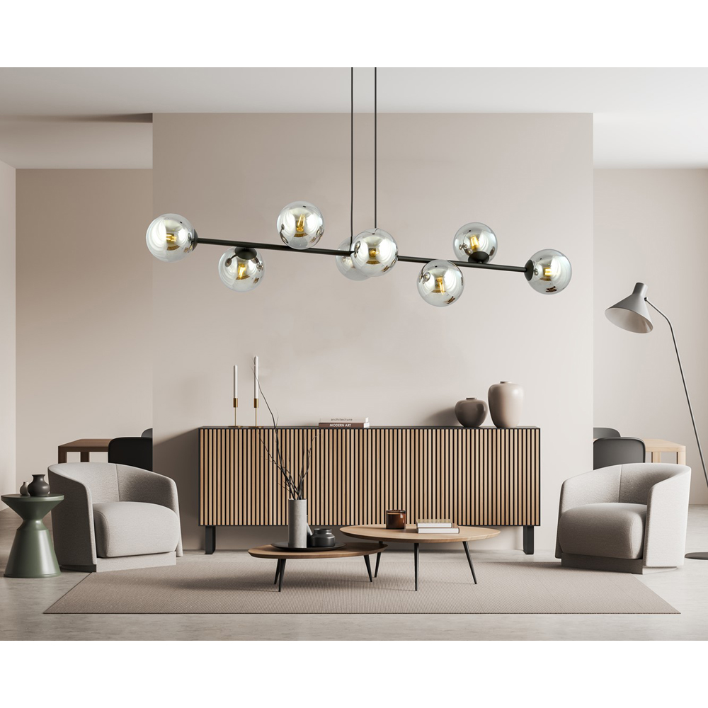 Emibig Rossi 8 Light Graphite Shade Black E14 Ceiling Pendant Light Image 2