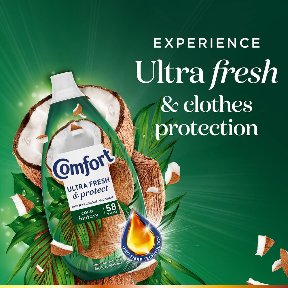 Comfort Ultra Fresh and Protect Coco Fantasy Fabric Conditioner 58 Washes 870ml 6 Pack Image 7