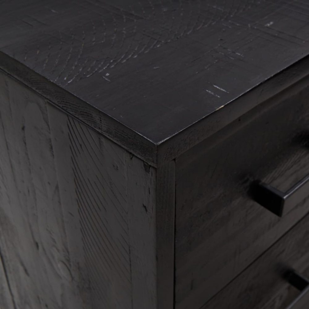 vidaXL 3 Drawer Black Solid Pinewood Chest of Drawers Image 6