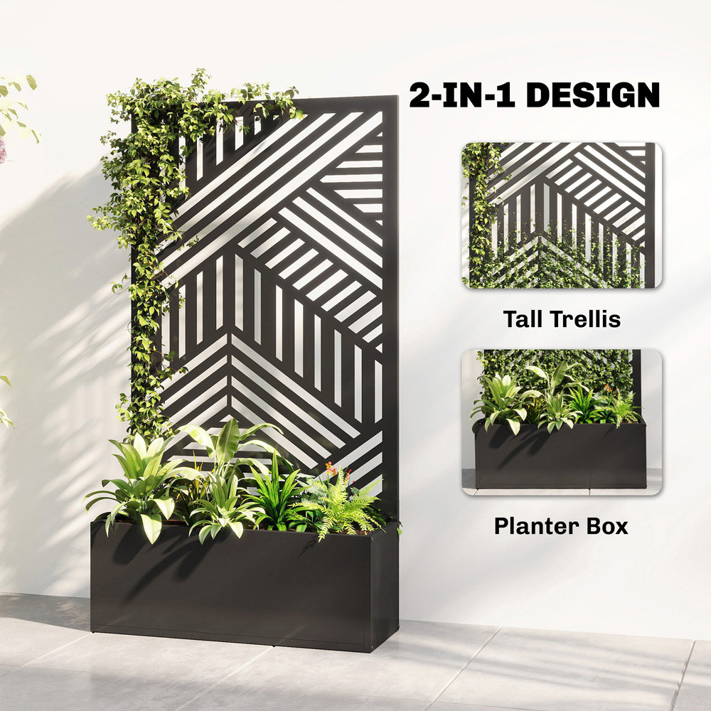 Outsunny Metal Garden Bed with Trellis 113 x 61 x 23cm Image 3