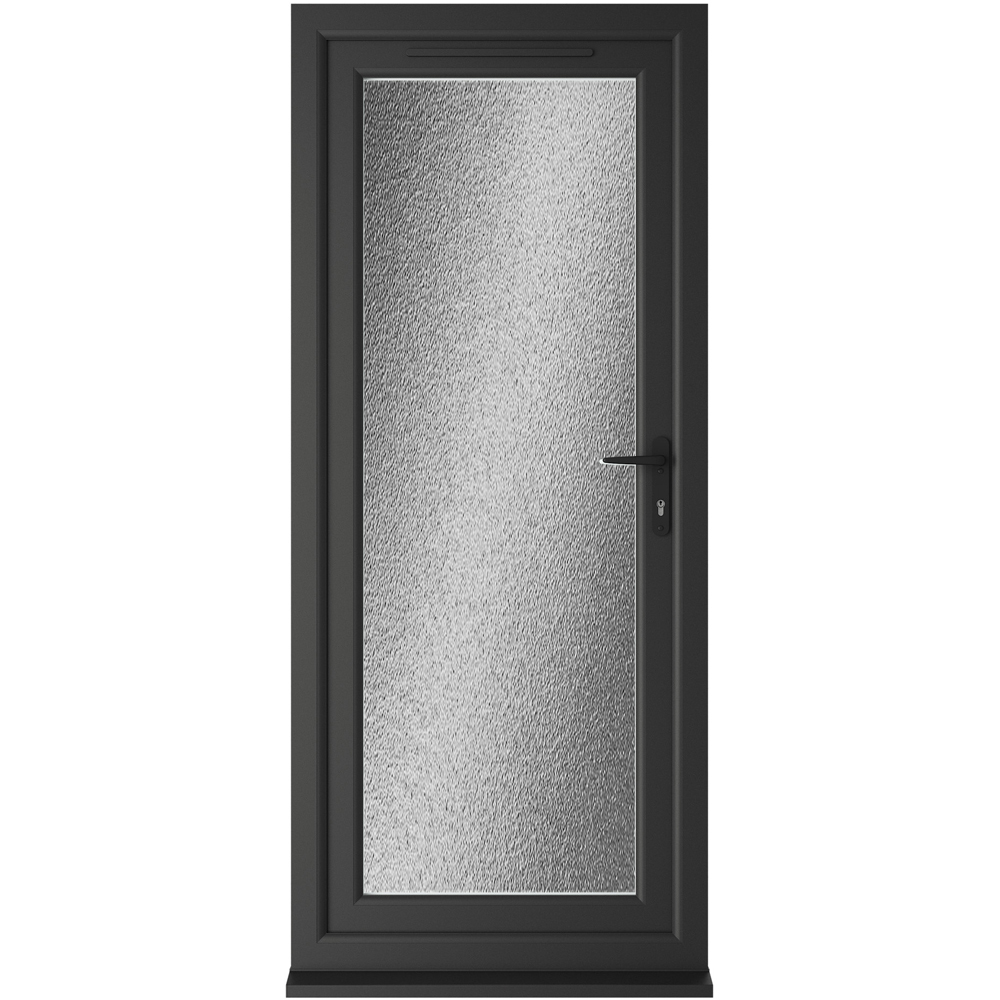 Crystal Black and White Full Glass LH Open Obscure Triple Glazed Door 840 x 2090mm Image 1