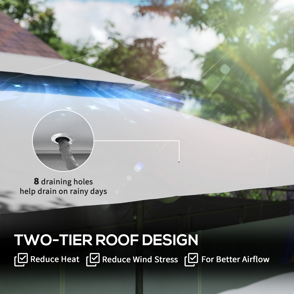 Outsunny 3 x 4m Grey Double Roof Metal Garden Gazebo with Sides Image 8