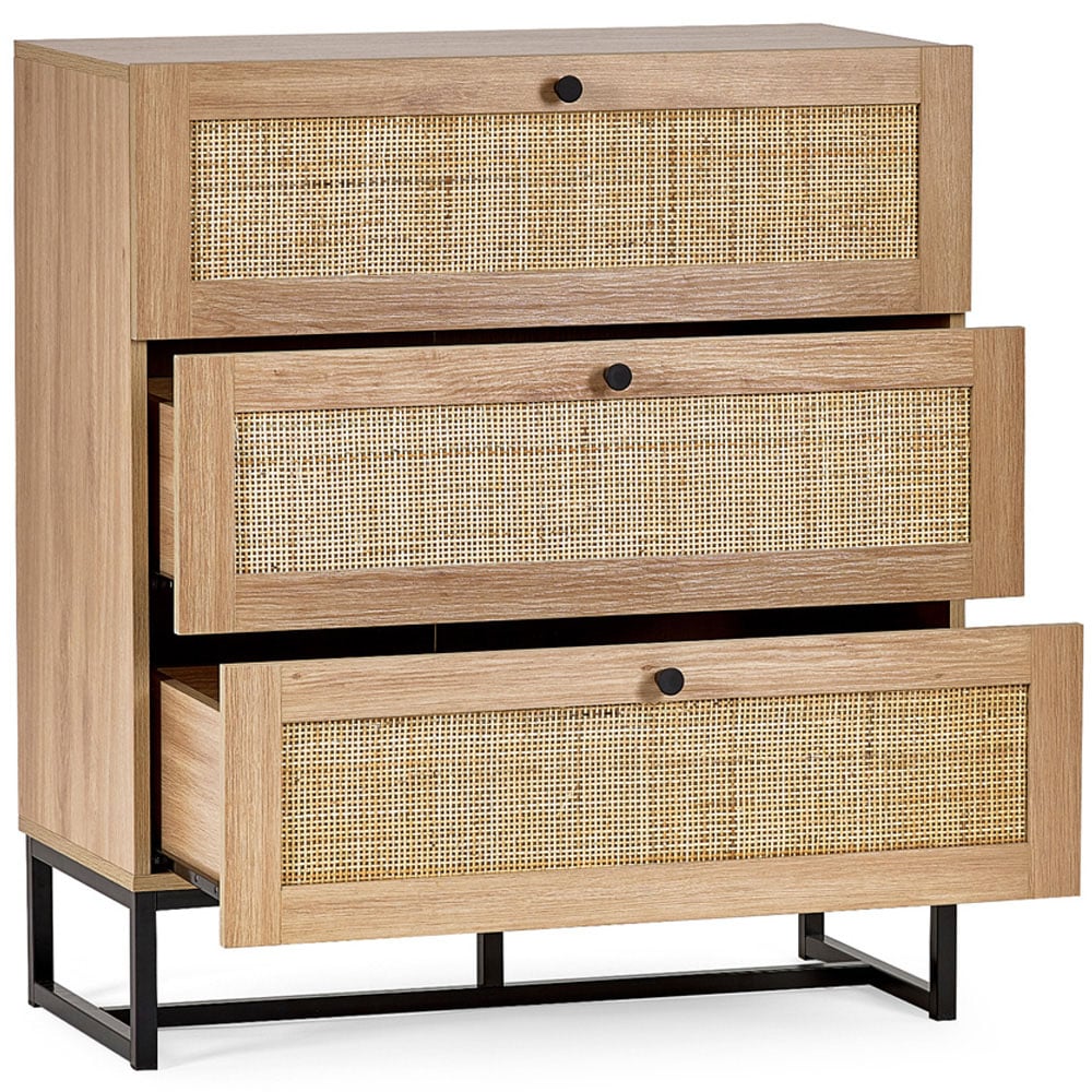 Julian Bowen Padstow 3 Drawer Oak Chest of Drawers Image 3
