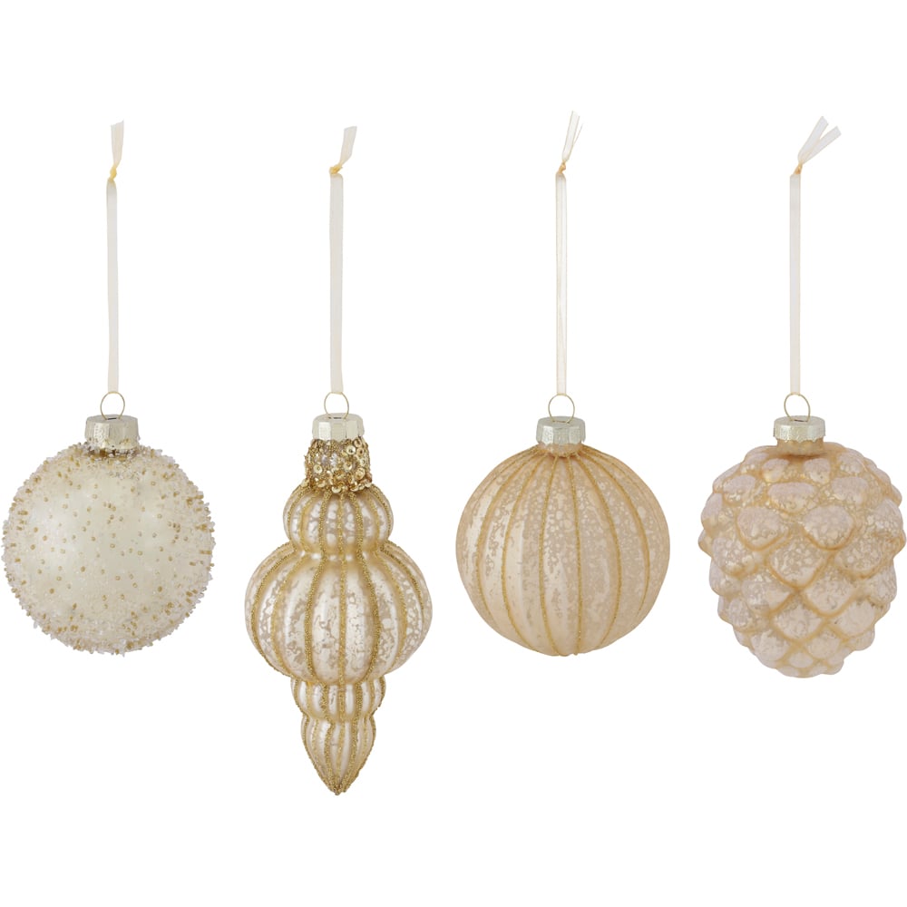 Charles Bentley Gold Coloured Glass Bauble Collection 12 Pack Image 1