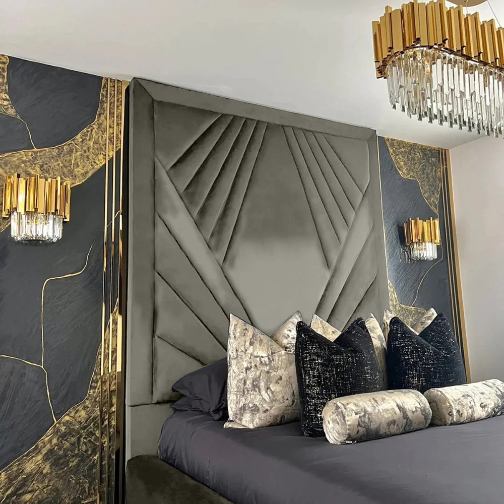 Eleganza Home Solia Super King Size Grey Plush Velvet Bed Frame with Headboard Image 4