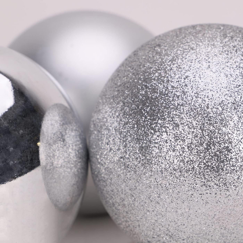 Shatchi 10cm Silver Shatterproof Christmas Baubles 6 Pack Image 4
