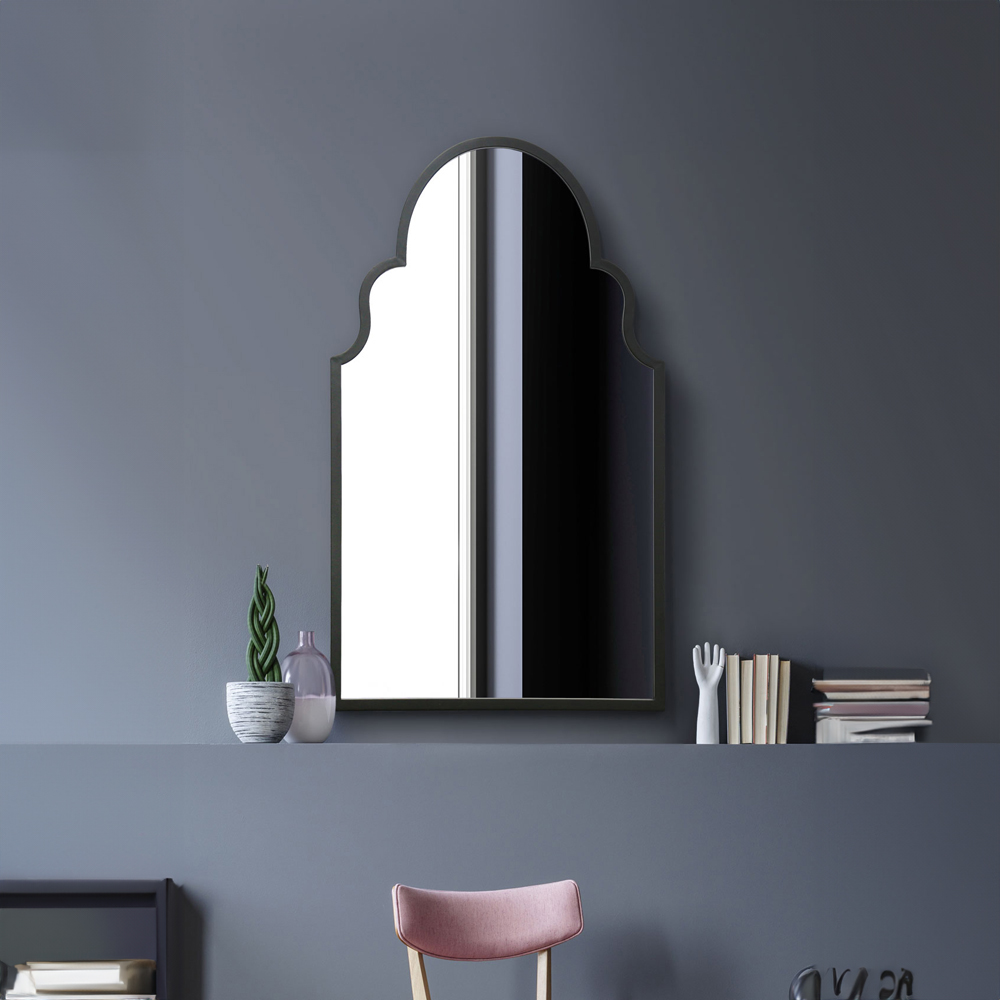 The Arcus Black Arched Metal Wall Mirror 104 x 61cm Image 2