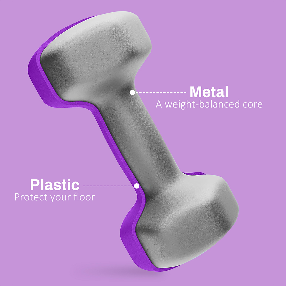 SPORTNOW Purple Hexagonal Non Slip Grip Dumbbell Set 4kg 2 Pack Image 5