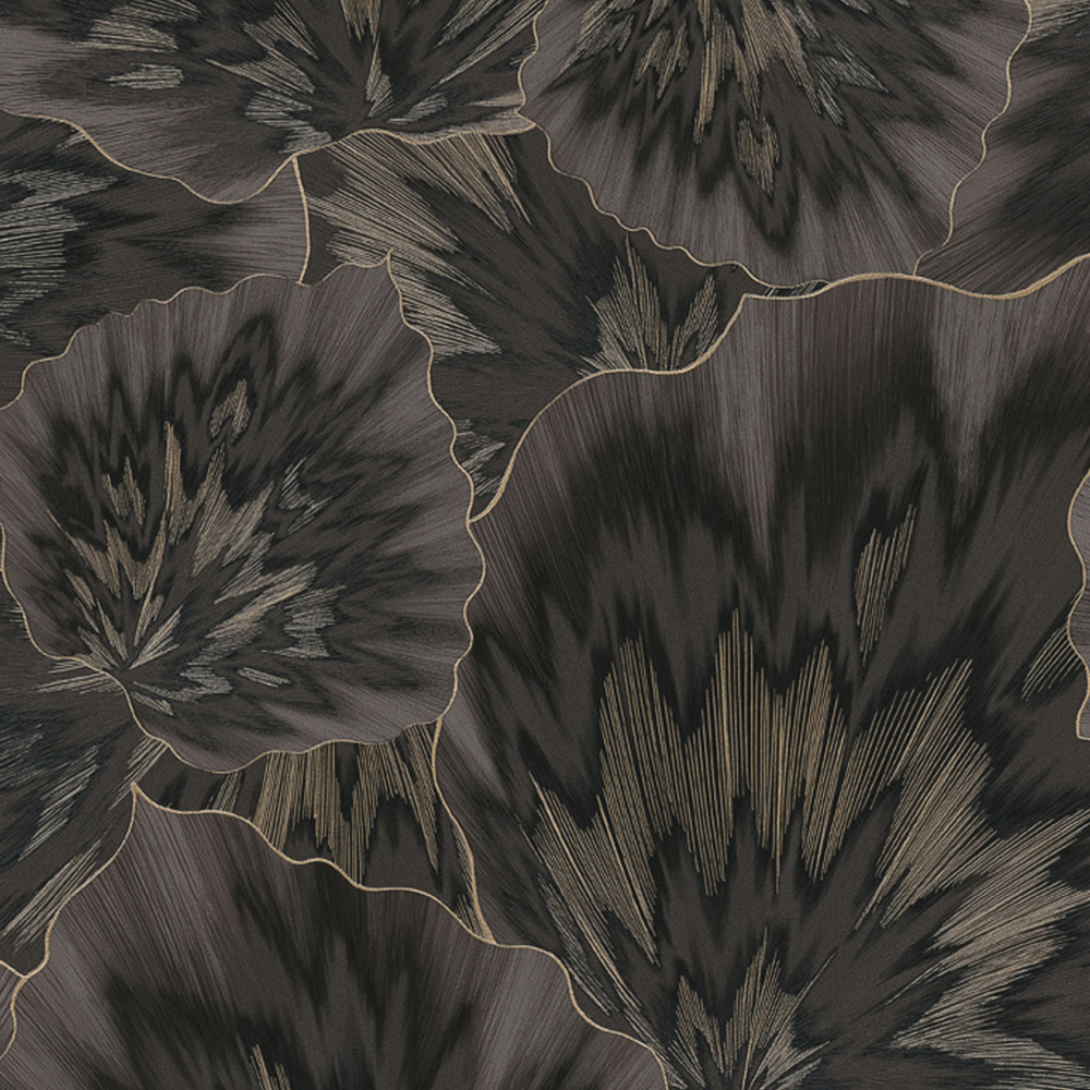 Erismann Bliss Luxurious Leaf Textured Black Vinyl Wallpaper Image 1