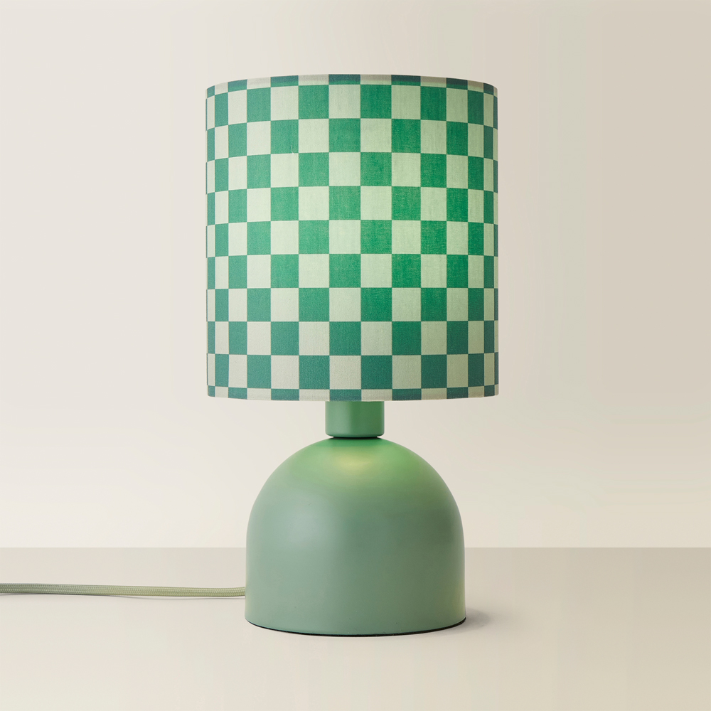 ValueLights Miley Green Checkerboard Drum Lamp Shade Moss Green LED Table Lamp Image 5