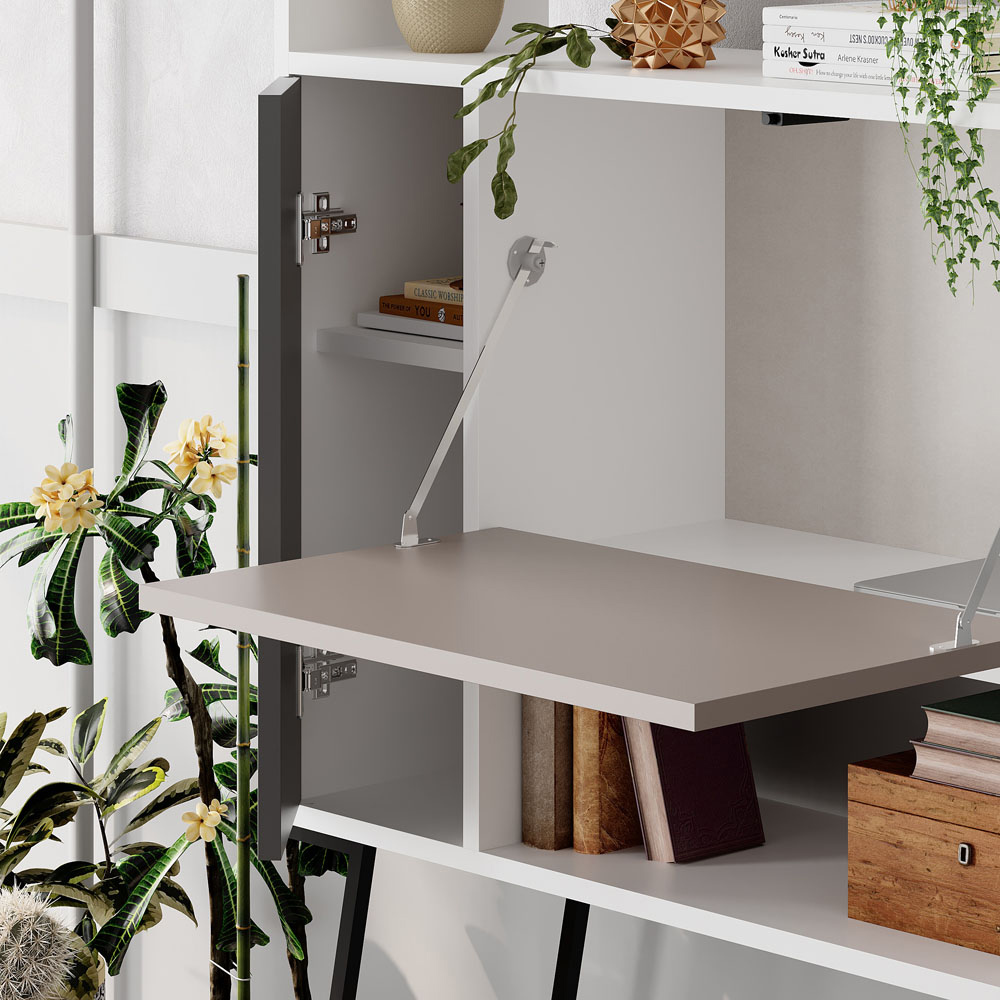 Decortie Tatti Laptop Desk with Shelf White and Mocha Grey Image 4