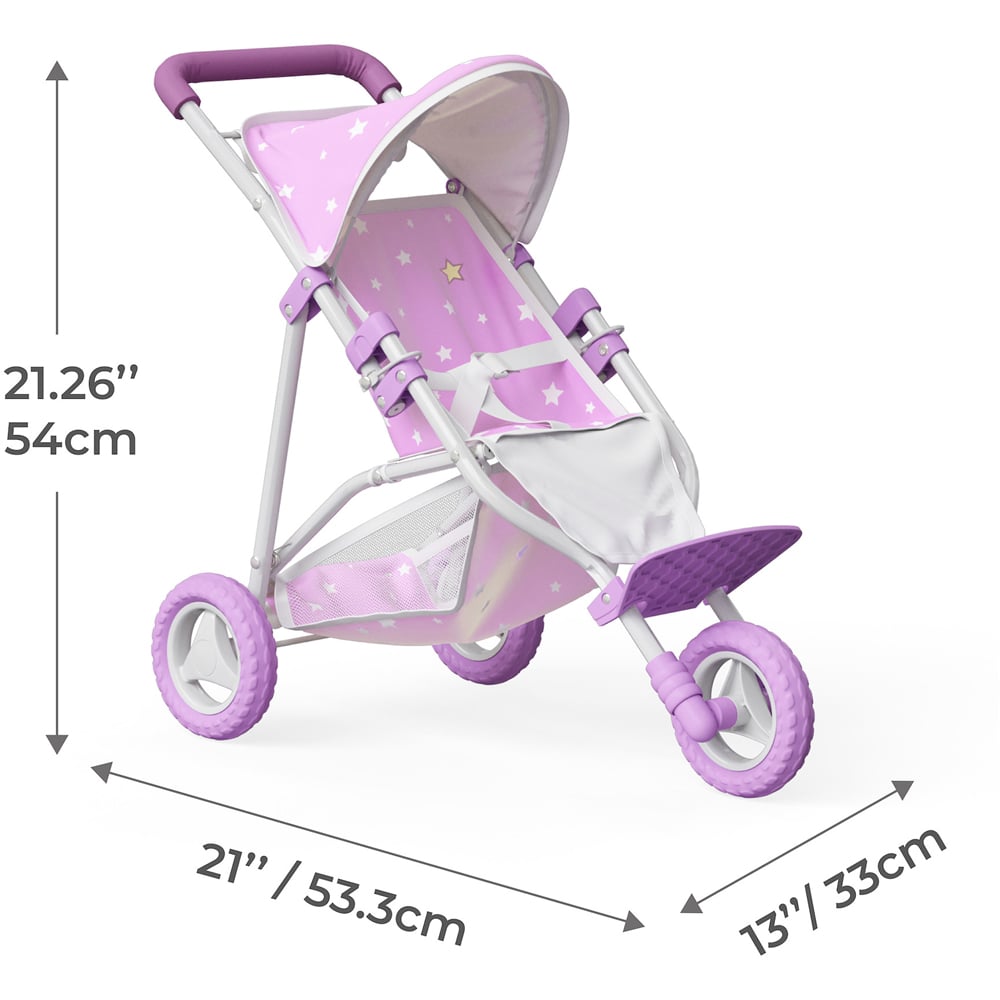 Teamson Kids Olivia's Little World Purple and Stars Baby Doll Jogging Stroller Image 8