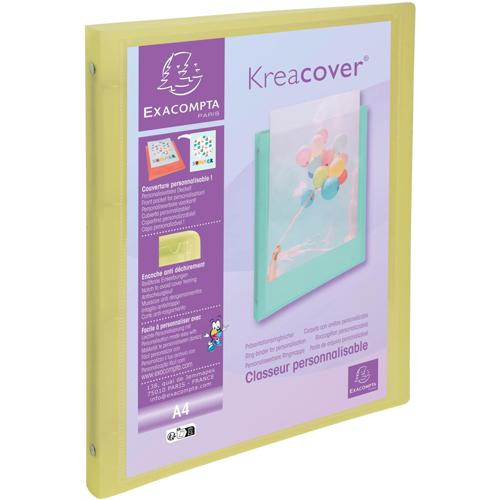 Exacompta Kreacover Pastel A4 Multicolour PP 4R Ring Binder 15mm 20 Pack Image 3