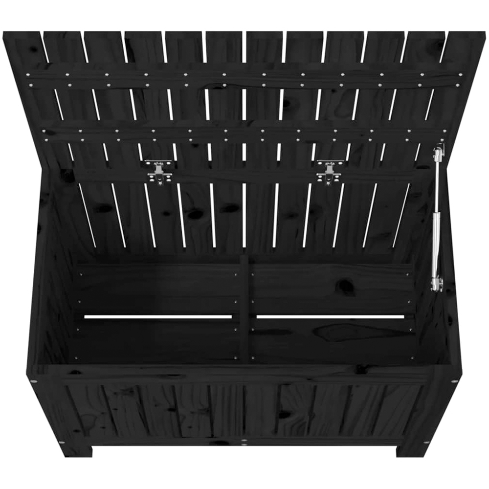 vidaXL 54 x 76 x 42.5cm Black Pine Wood Garden Storage Box Image 7