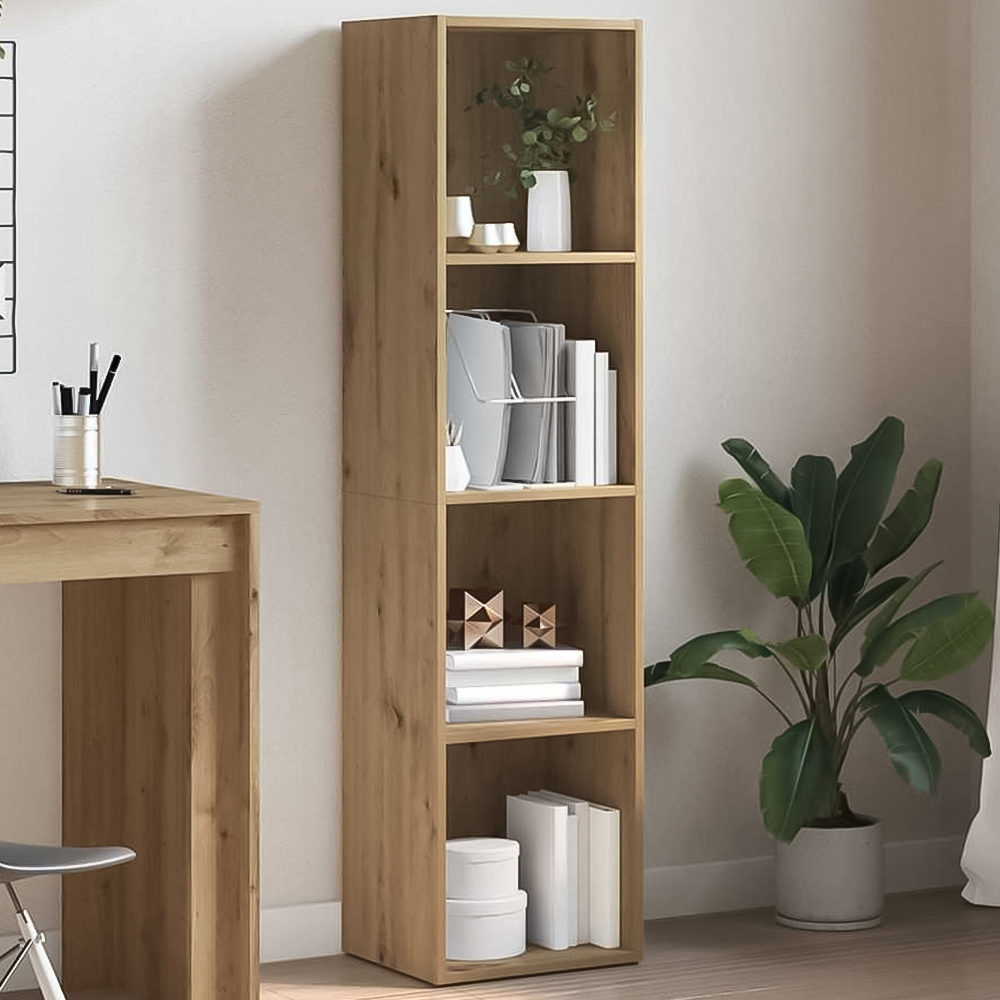 vidaXL 3 Shelf Artisanal Oak Bookcase Image 1