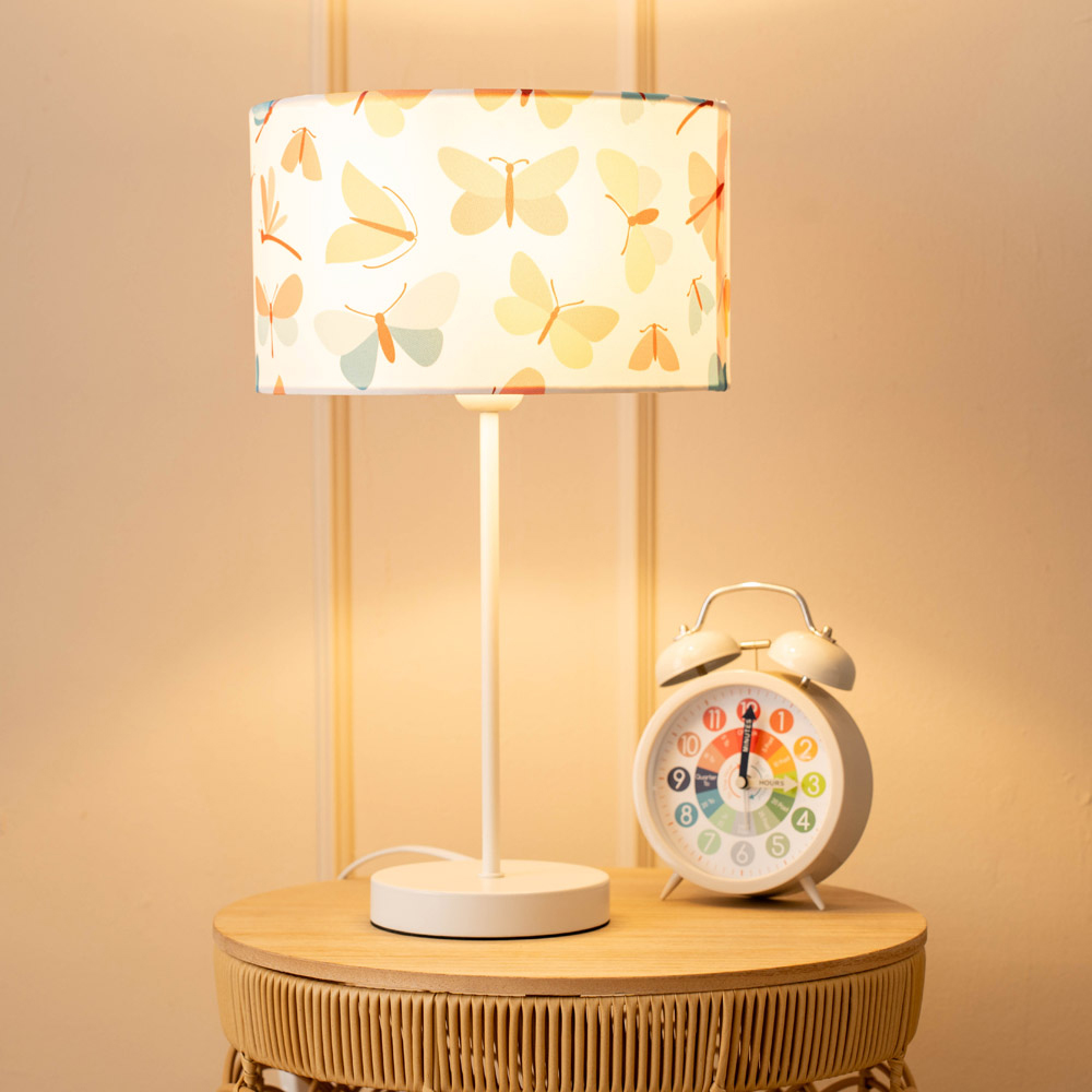 ValueLights Charlie Butterfly Shade White Metal Single Stem LED Table Lamp Image 2