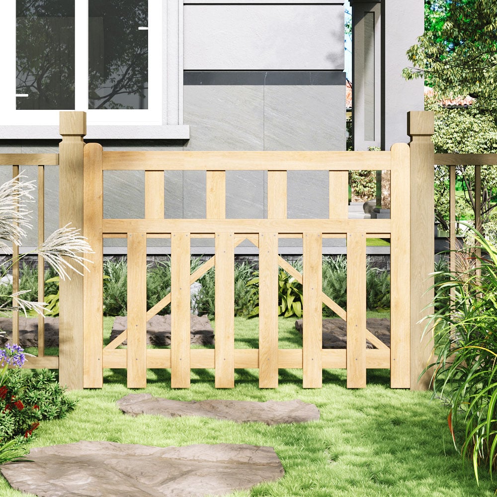 Outdoor Triangular Support Wooden Nature Garden Fence Door, 90 x 120 x 2.5cm Image 7